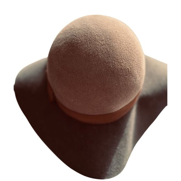 Christys Crown Collection Fedora Wide Brim Brown Wool Floppy Hat W/ Ribbon Accen - Picture 4 of 9